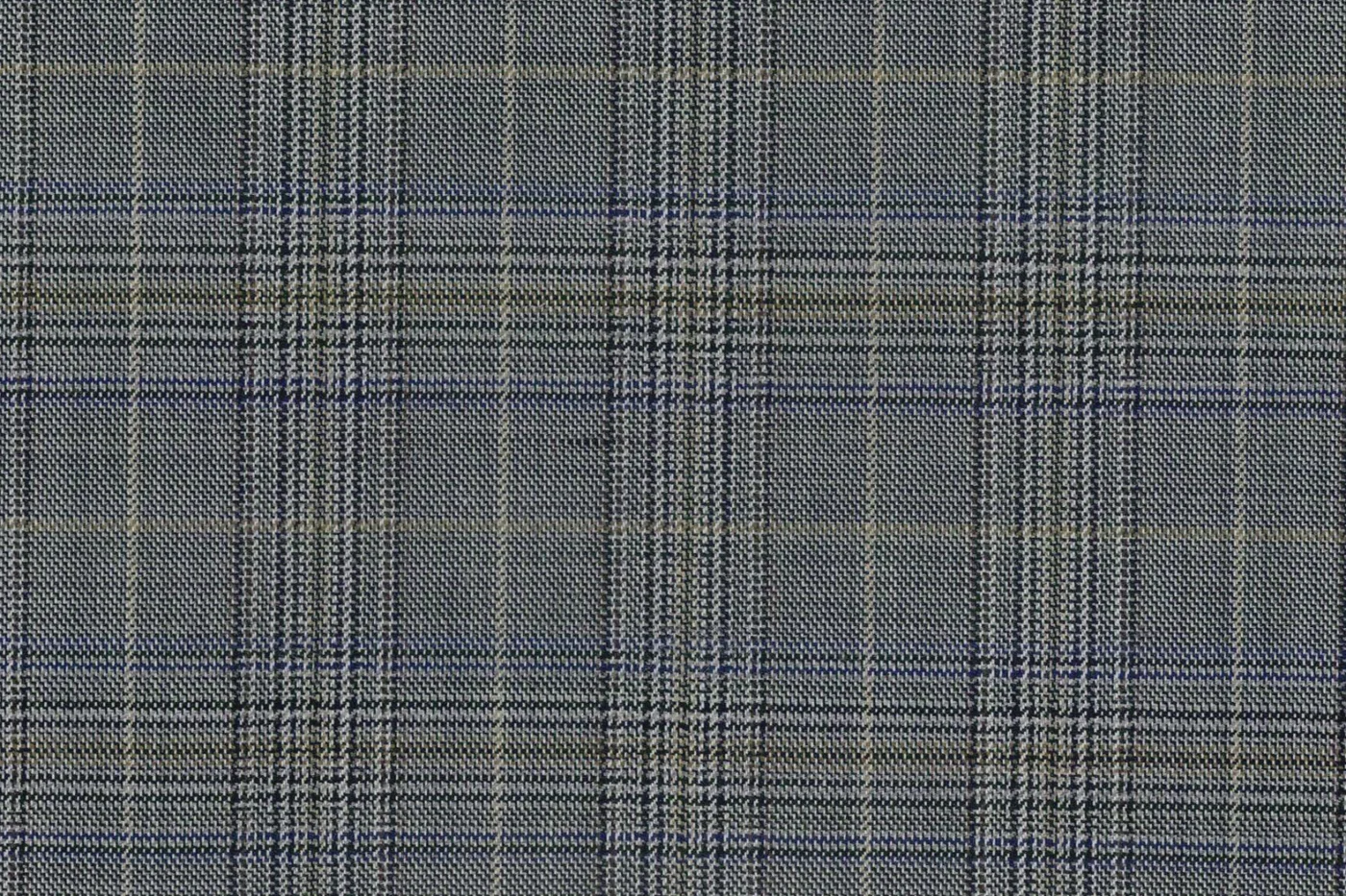 Marzotto Super 150's 25486-320 GREY W/BLUE CHECK fabric swatch