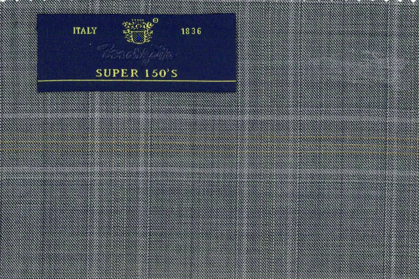 Marzotto Super 150's 25487-320 GREY CHECK fabric swatch