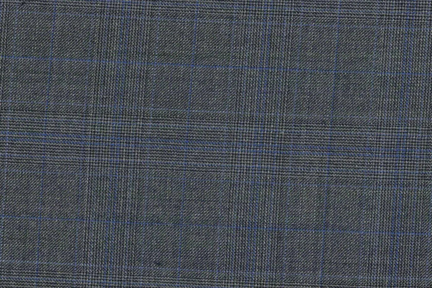 Marzotto Super 150's 27178-320 GREY W/BLUE CHECK fabric swatch