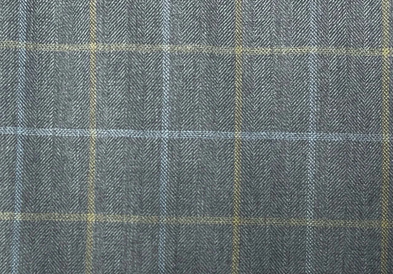 Mayfair 25638-120 MED GREY MULTI WINDOWPANE fabric swatch