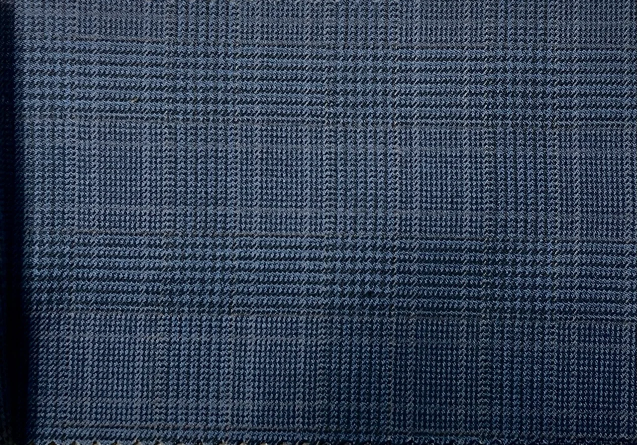 Mayfair 25666-120 BLUE W/WINE CHECK fabric swatch
