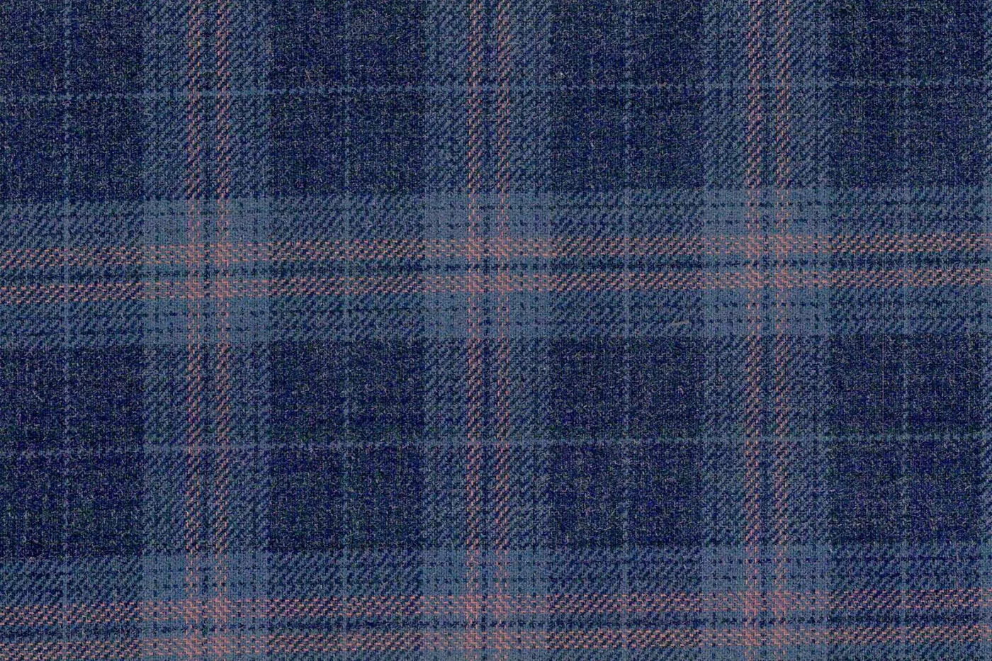 Mayfair 26589-120 BLUE W/PEACH CHECK fabric swatch