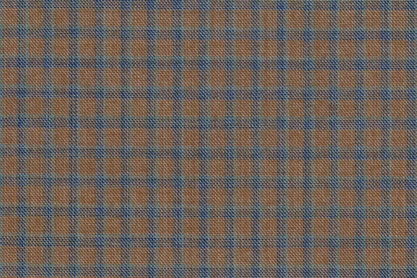 Mayfair 28080-130 CARAMEL W/BLUE MINI CHK fabric swatch