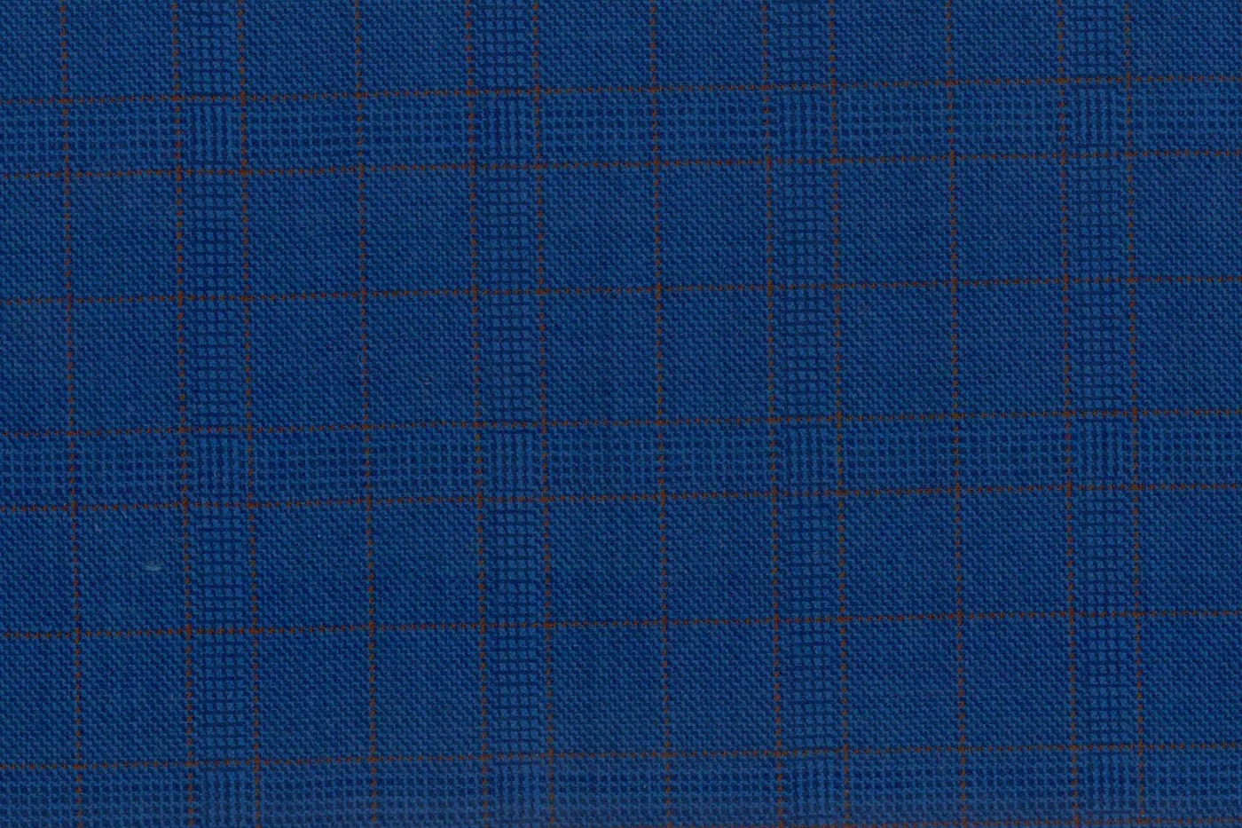 Mayfair 28082-130 COBALT BLUE W/ORANGE CHK fabric swatch