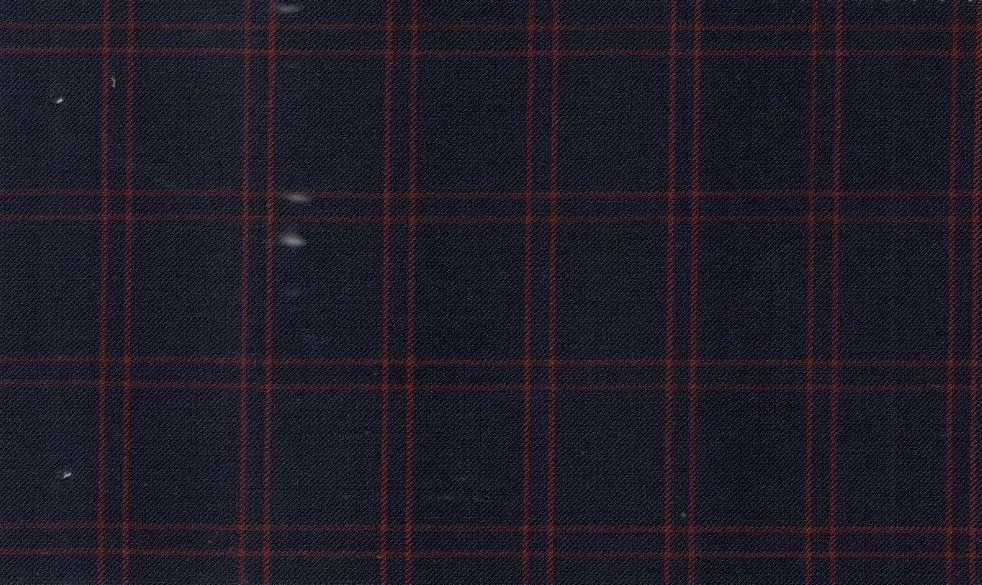 Mayfair 29963-130 Dark Blue w/ Red Windowpane fabric swatch