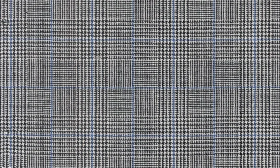 Mayfair 29966-130 Light Grey w/ Blue Check fabric swatch
