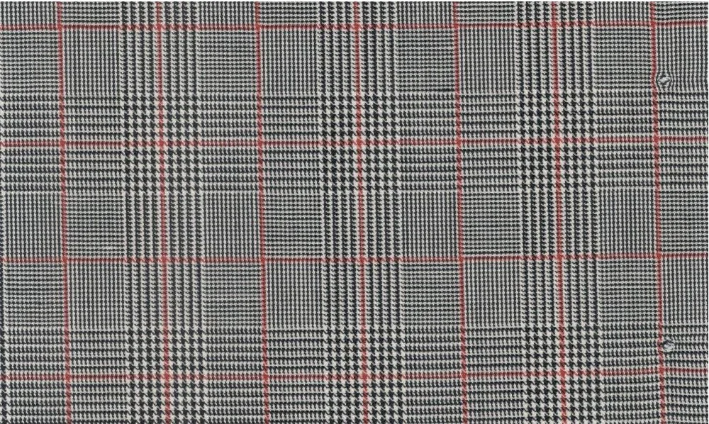 Mayfair 29967-130 Light Grey w/ Red Check fabric swatch