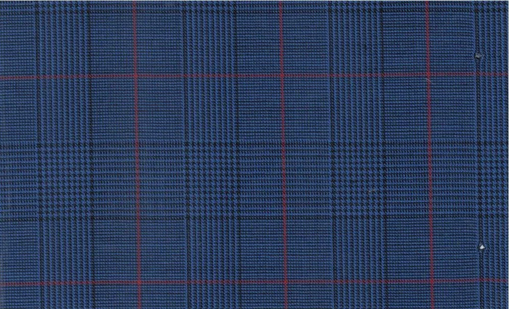 Mayfair 29968-130 Cobalt Blue w/ Red Check fabric swatch