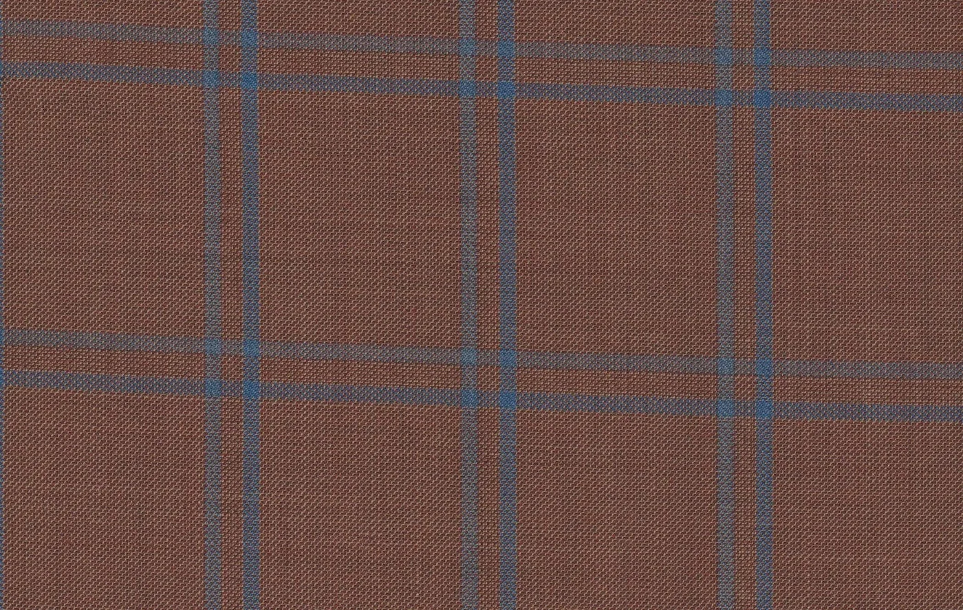 Michelangelo Sports Jacketing 28821-160 OAK BROWN W/BLUE WPANE fabric swatch