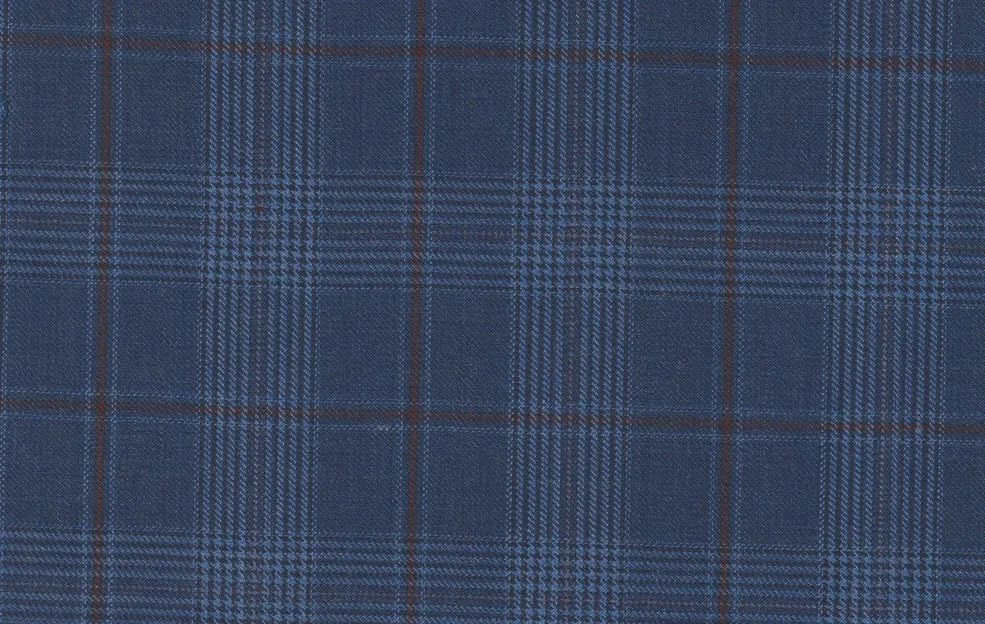 Michelangelo Sports Jacketing 28838-160 MED. BLUE W/RUST CHECK fabric swatch