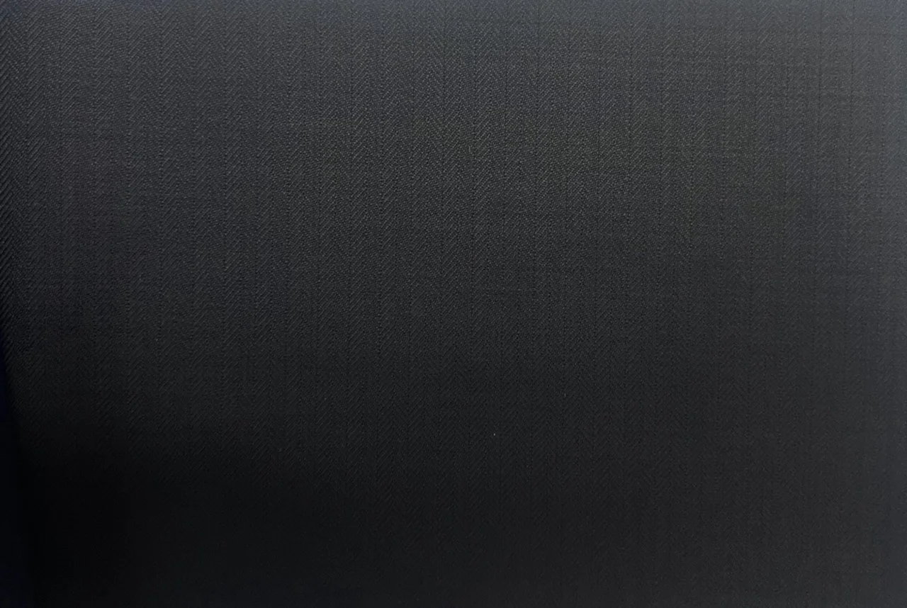 Michelangelo Stretch Wool 29010-160 BLACK HERRINGBONE fabric swatch
