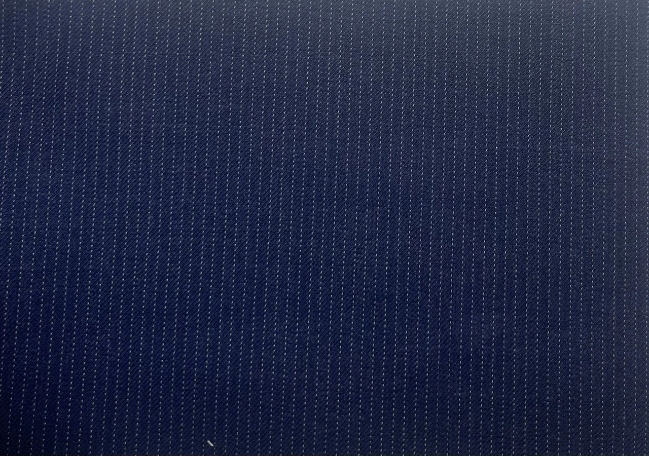 Michelangelo Stretch Wool 29014-160 LIGHT NAVY PINSTRIPE fabric swatch