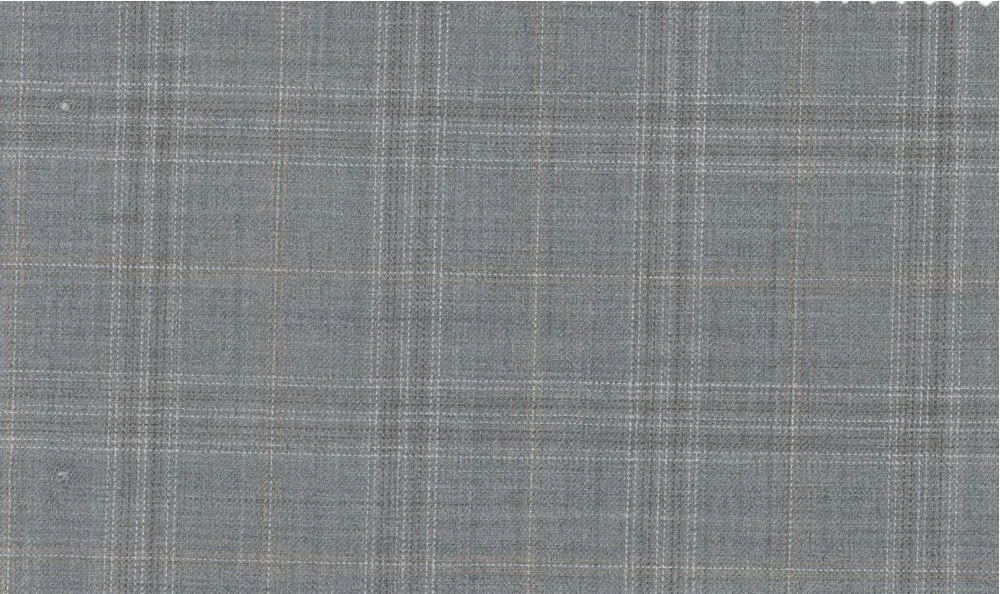Michelangelo Stretch Wool 29847-160 Light Grey Check fabric swatch