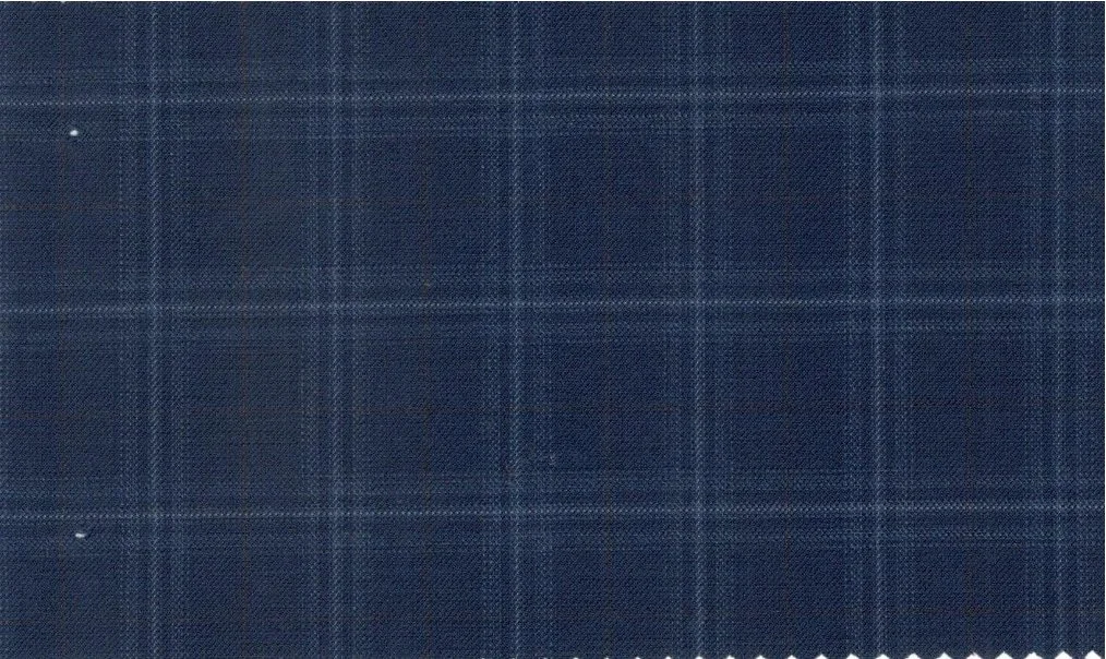 Michelangelo Stretch Wool 29857-160 Blue Windowpane fabric swatch