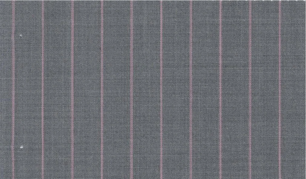 Michelangelo Stretch Wool 29867-160 Light Grey w/ Pink Stripe fabric swatch