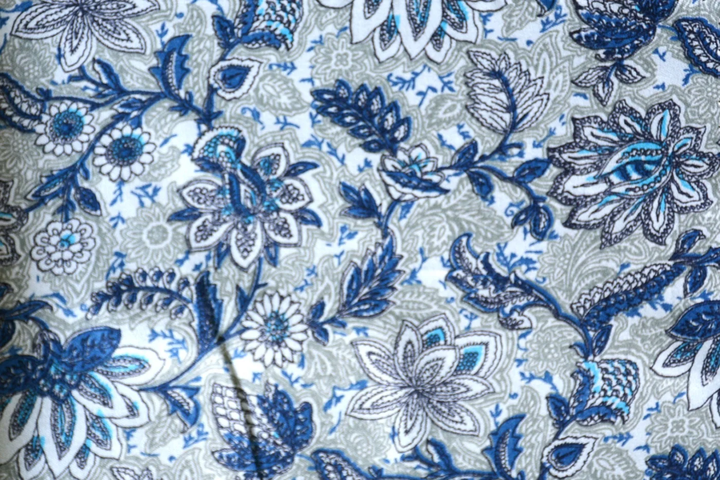 RD Shirting 28128-65 BLUE FLORAL fabric swatch