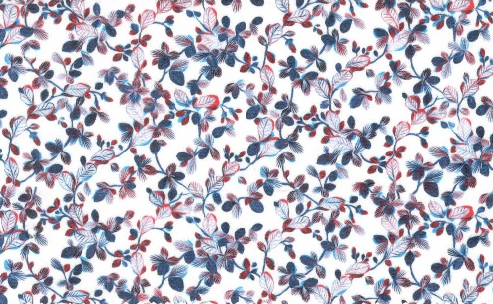 RD Shirting 29563-78 Blue and Red Floral fabric swatch