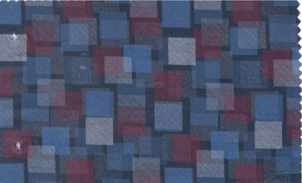 RD Shirting 29581-78 Blue/Red Geometric fabric swatch