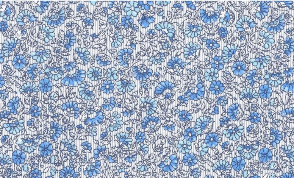RD Shirting 29586-68 Blue Floral fabric swatch