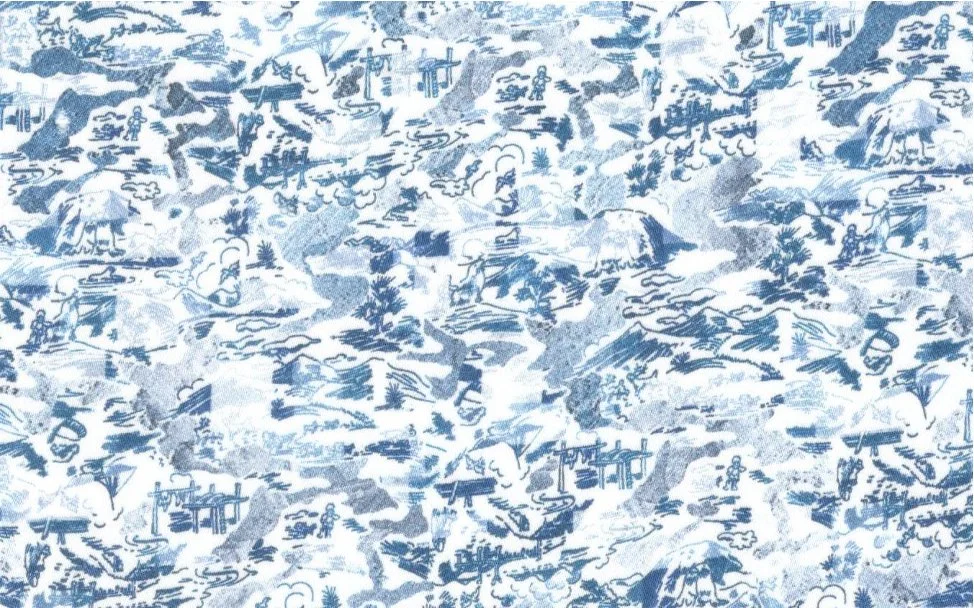 RD Shirting 29605-78 Blue Landscape fabric swatch