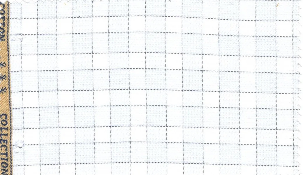 RD Shirting 30126-75 White w/Blue Windowpane fabric swatch