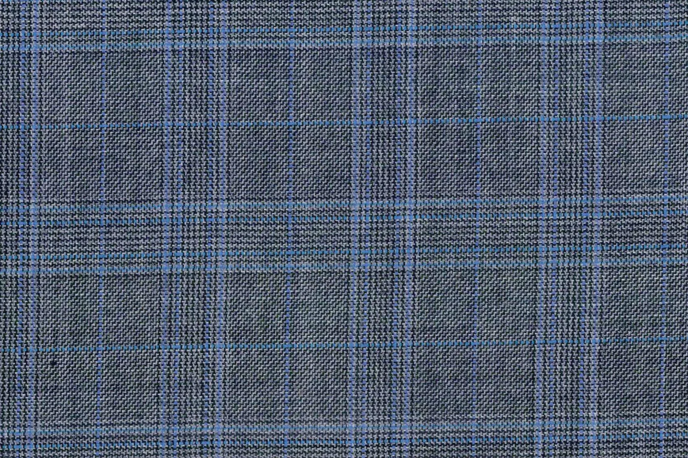 Savile Row 28530-140 GREY W/ BLUE CHECK fabric swatch