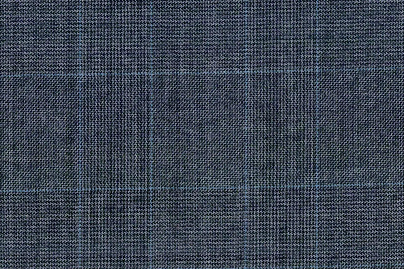 Savile Row 28534-140 GREY W/ BLUE CHECK fabric swatch