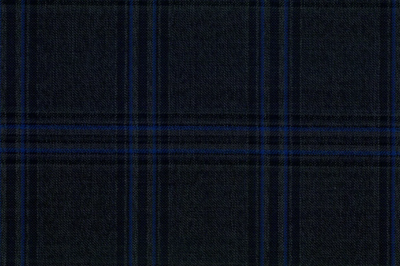 Savile Row 28615-140 DK GREY W/BLUE CHK fabric swatch