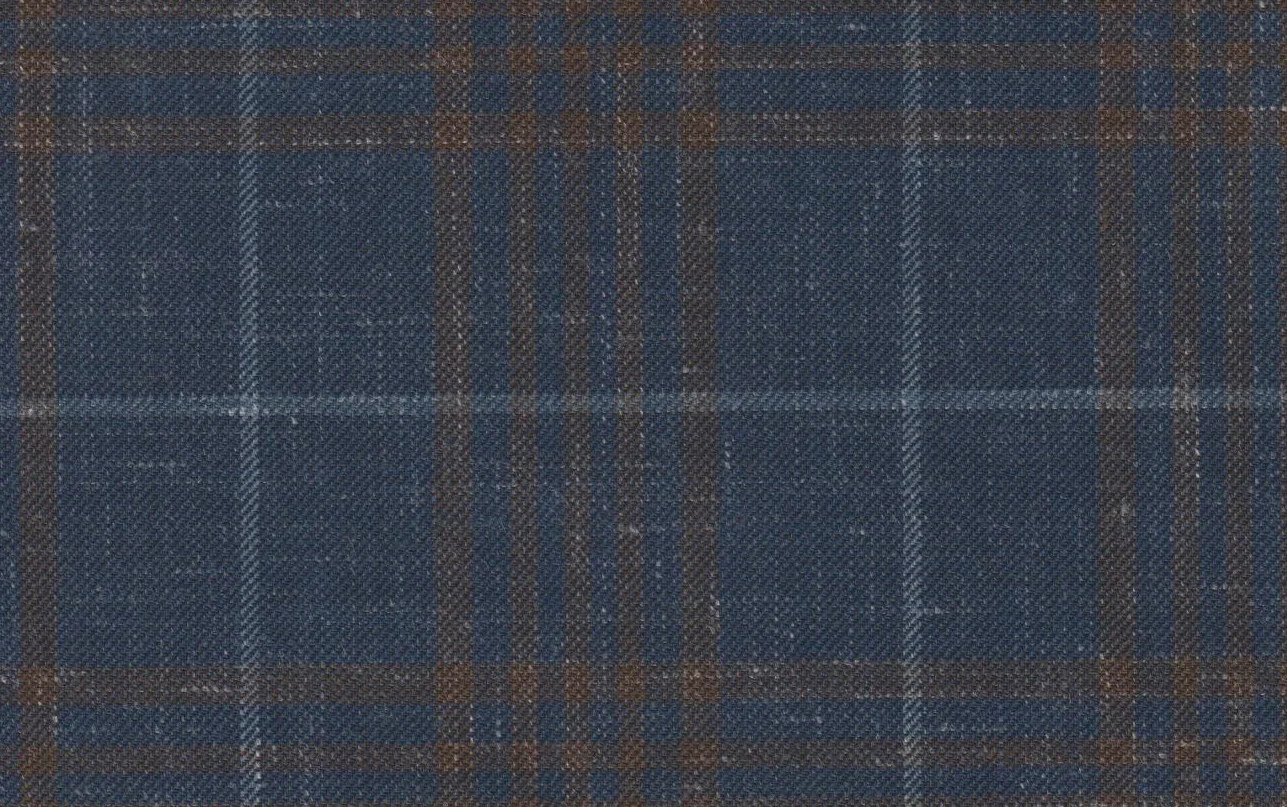 Sergio Benetti 29188-210 BLUE WITH BRONZE CHECK fabric swatch