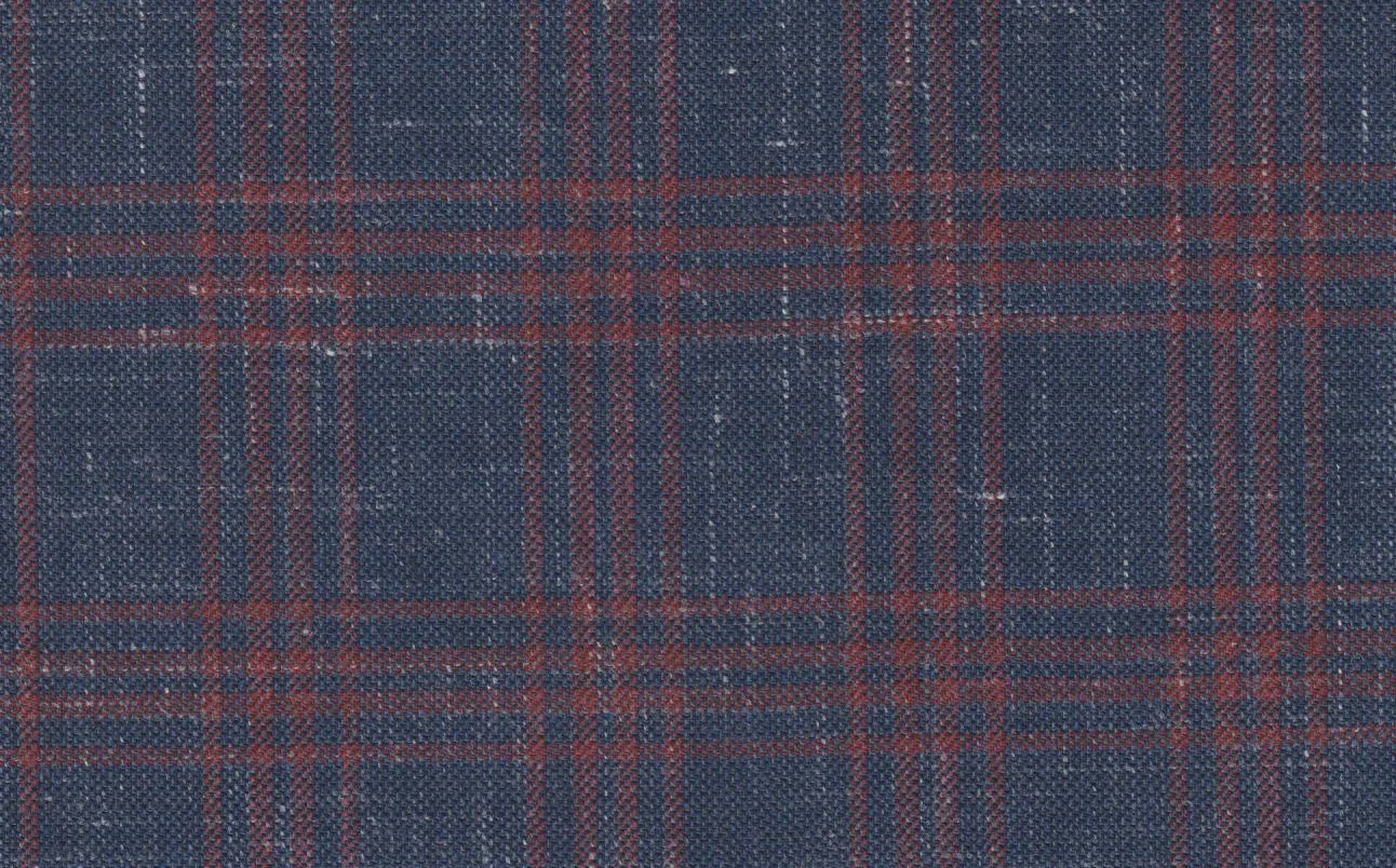 Sergio Benetti 29189-210 BLUE WITH RED CHECK fabric swatch