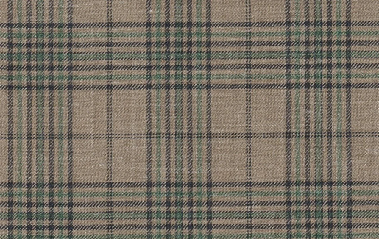Sergio Benetti 29192-210 TAN WITH GREEN CHECK fabric swatch