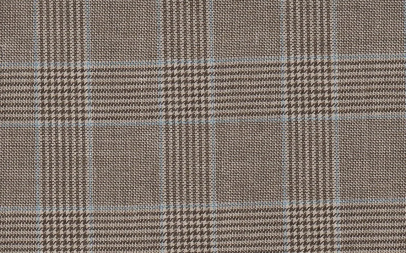 Sergio Benetti 29194-210 TAN WITH BLUE CHECK fabric swatch
