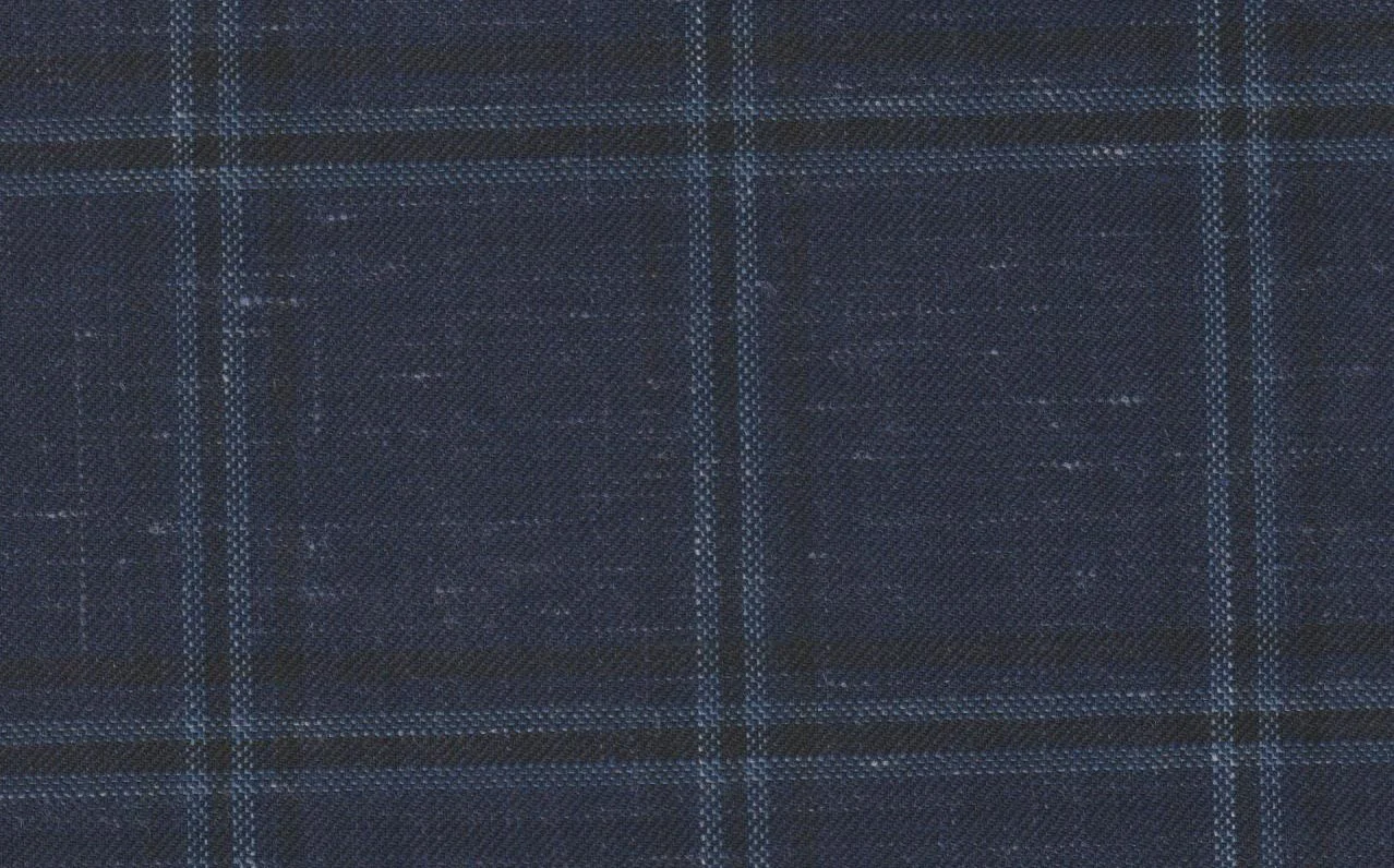 Sergio Benetti 29195-210 BLUE WINDOWPANE fabric swatch
