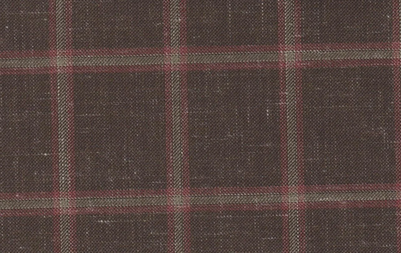Sergio Benetti 29199-210 BROWN WITH RED WINDOWPANE fabric swatch