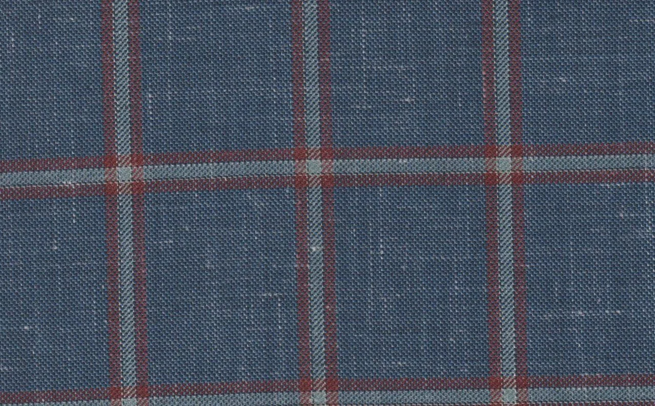 Sergio Benetti 29200-210 BLUE WITH RED WINDOWPANE fabric swatch
