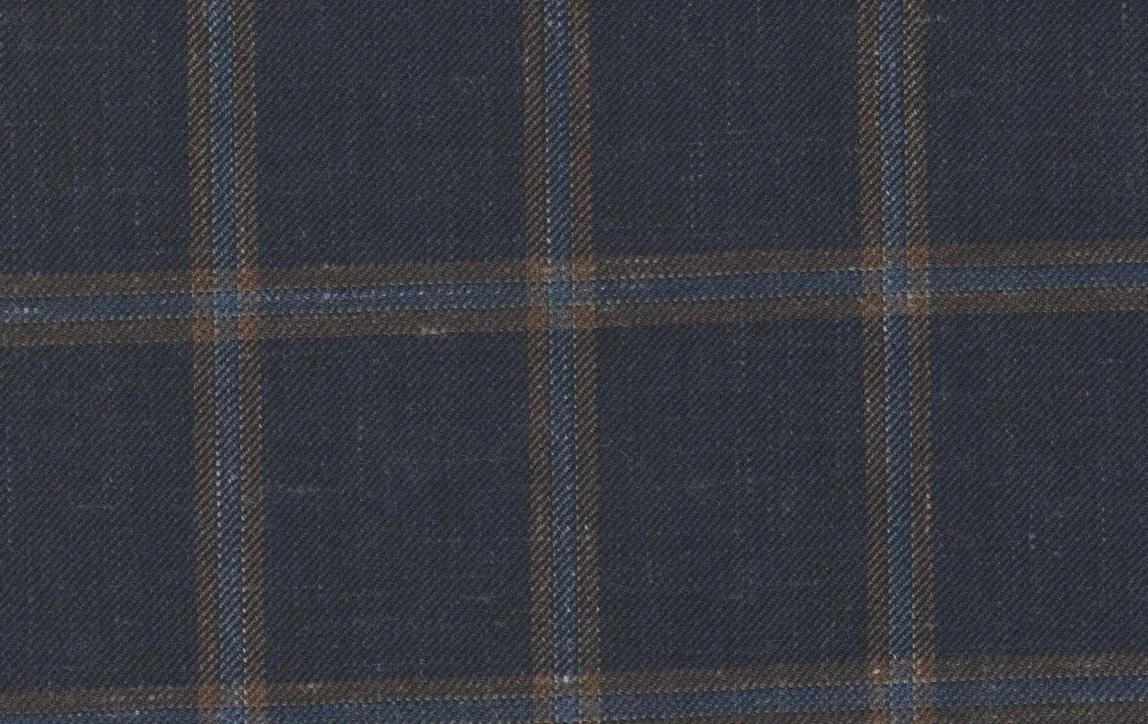 Sergio Benetti 29201-210 BLUE WITH TAN WINDOWPANE fabric swatch