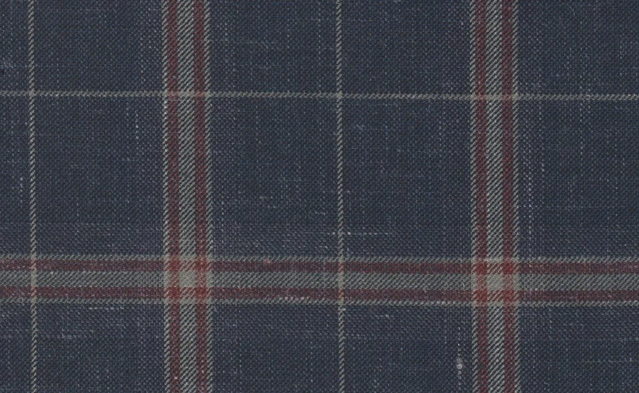 Sergio Benetti 29205-210 BLUE WITH RUST WINDOWPANE fabric swatch