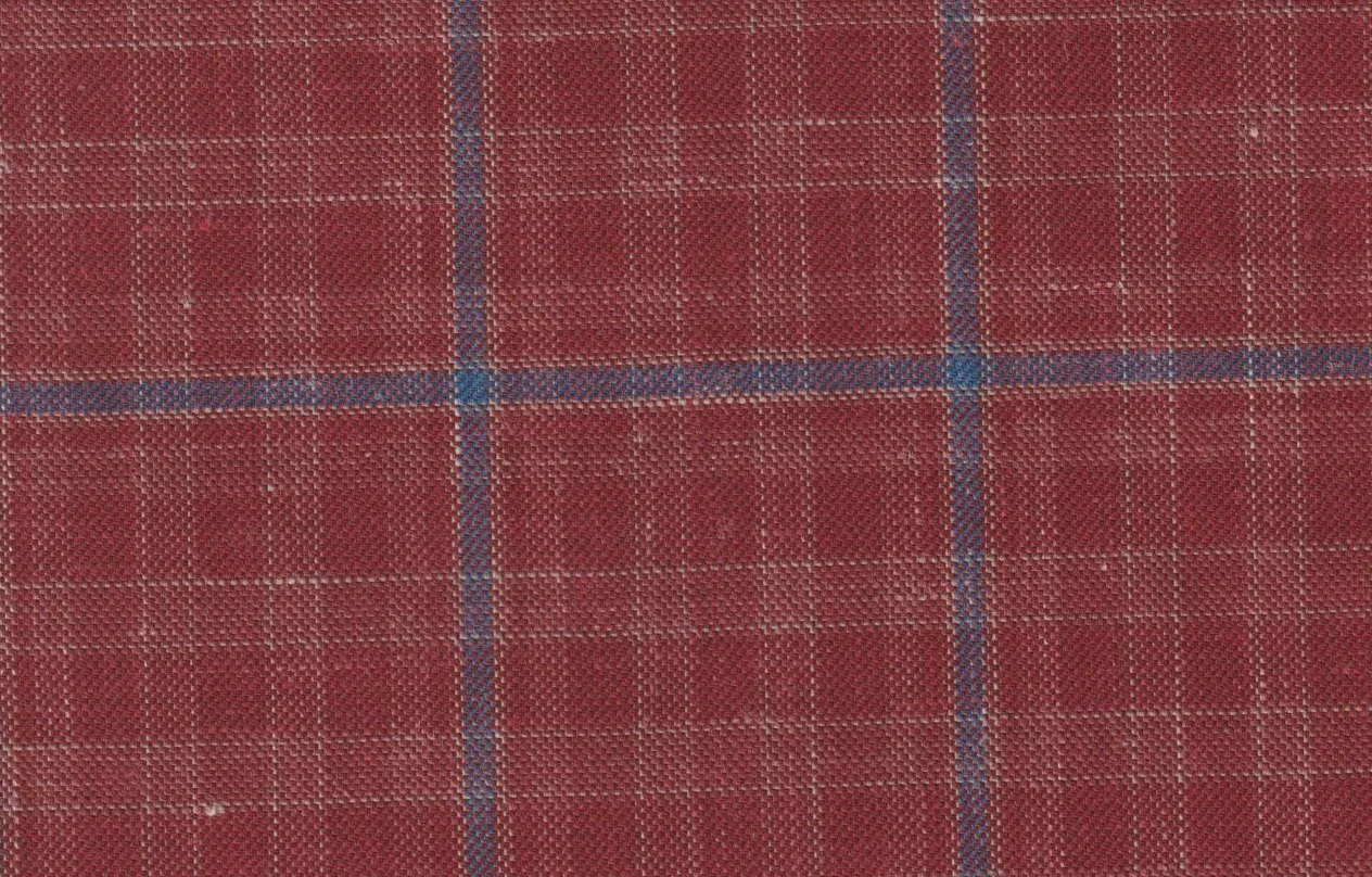 Sergio Benetti 29214-210 RED WITH BLUE WINDOWPANE fabric swatch