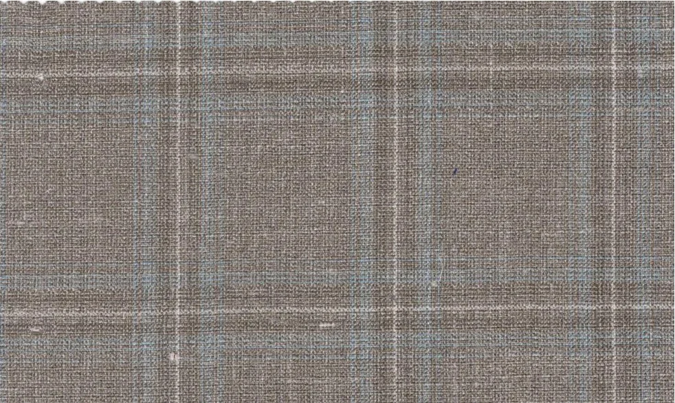 Sergio Benetti 29263-180 Tan W/Blue Windowpane fabric swatch