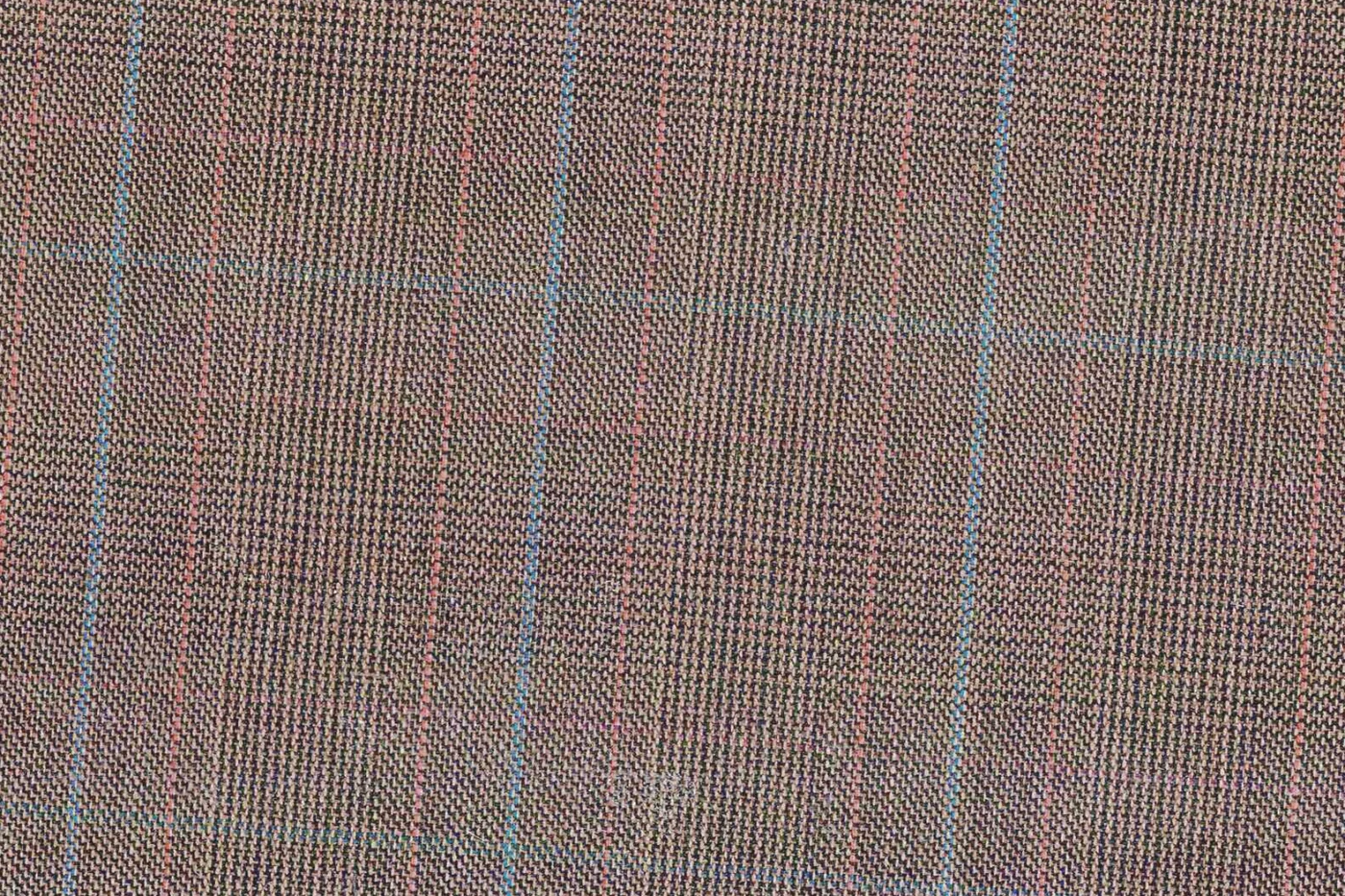Trabaldo Cavalli 25093-250 TAN W/BLUE CHECK fabric swatch