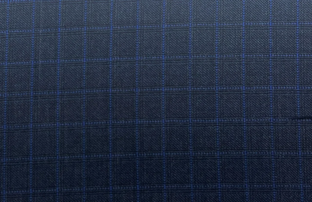 Vitale Barberis Canonico Perennial Super 110's 27776-360 BLUE W/ BLUE MINI CHK fabric swatch