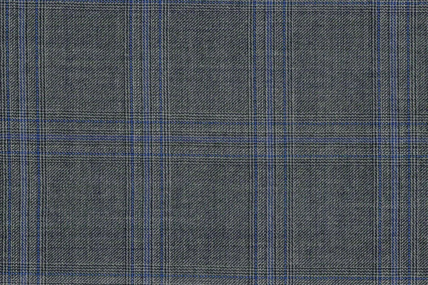Vitale Barberis Canonico Perennial Super 110's 27975-360 LT.GREY W/BLUE CHK fabric swatch