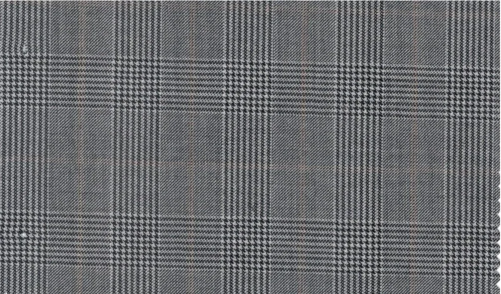 Vitale Barberis Canonico Perennial Super 110's 29914-360 Light Grey w/ Tan Windowpane fabric swatch