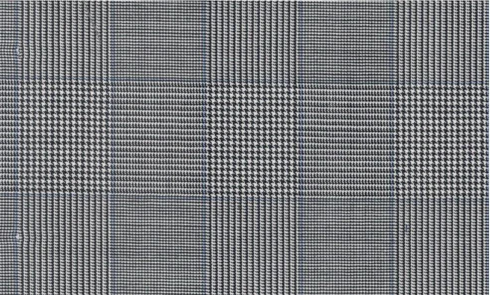 Vitale Barberis Canonico Perennial Super 110's 29922-360 Grey w/ Blue Check fabric swatch